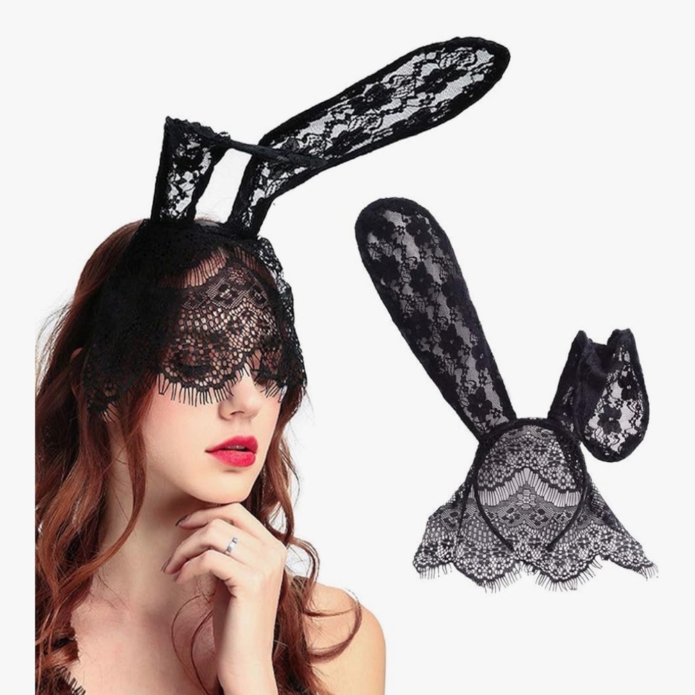 Elegant Black Lace Bunny Ear Headband